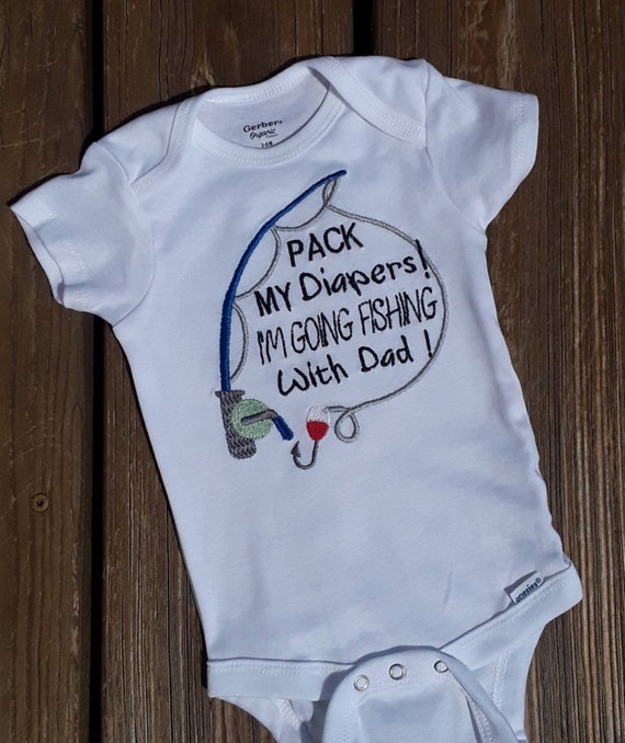 Baby Shower Gift Onesie Shirt Bodysuit Going Fishing With Daddy