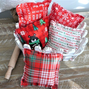 Christmas mini pillow. Red/White/Green Tiered tray decor, Home decor. Bowl filler, Basket filler.