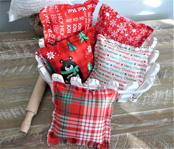 Christmas Mini Pillow. Red/white/green Tiered Tray Decor, Home