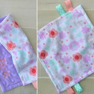 Personalized Crinkle Baby sensory lovey, Mini Minky Baby snuggle blanket, Lovey blanket. Security blanket. New baby gift. Baby shower gift.