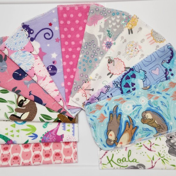 New patterns /prints ! Set of 12 Kids prints lunchbox napkins .Non-paper Reusable cotton napkins/ 8"x 8" . Baby shower gift/ Eco-friendly.