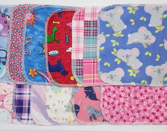 Reusable Cotton Flannel Napkins, Kids Prints, Set of 12