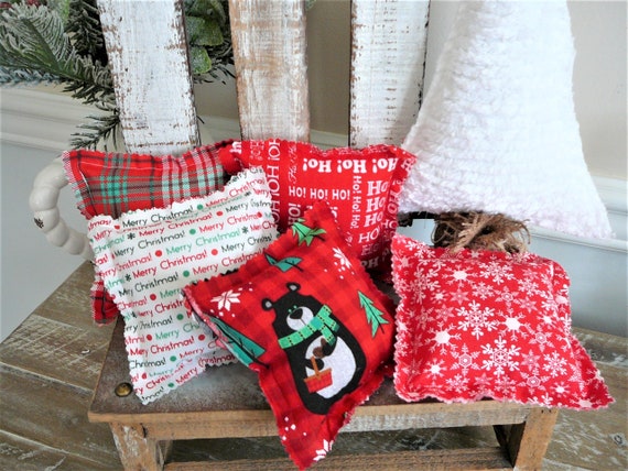 Christmas Mini Pillow. Red/white/green Tiered Tray Decor, Home