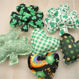 St Patrick's day shamrocks and hearts mini pillows.  Tiered tray decor,  Bowl filler, Basket filler.