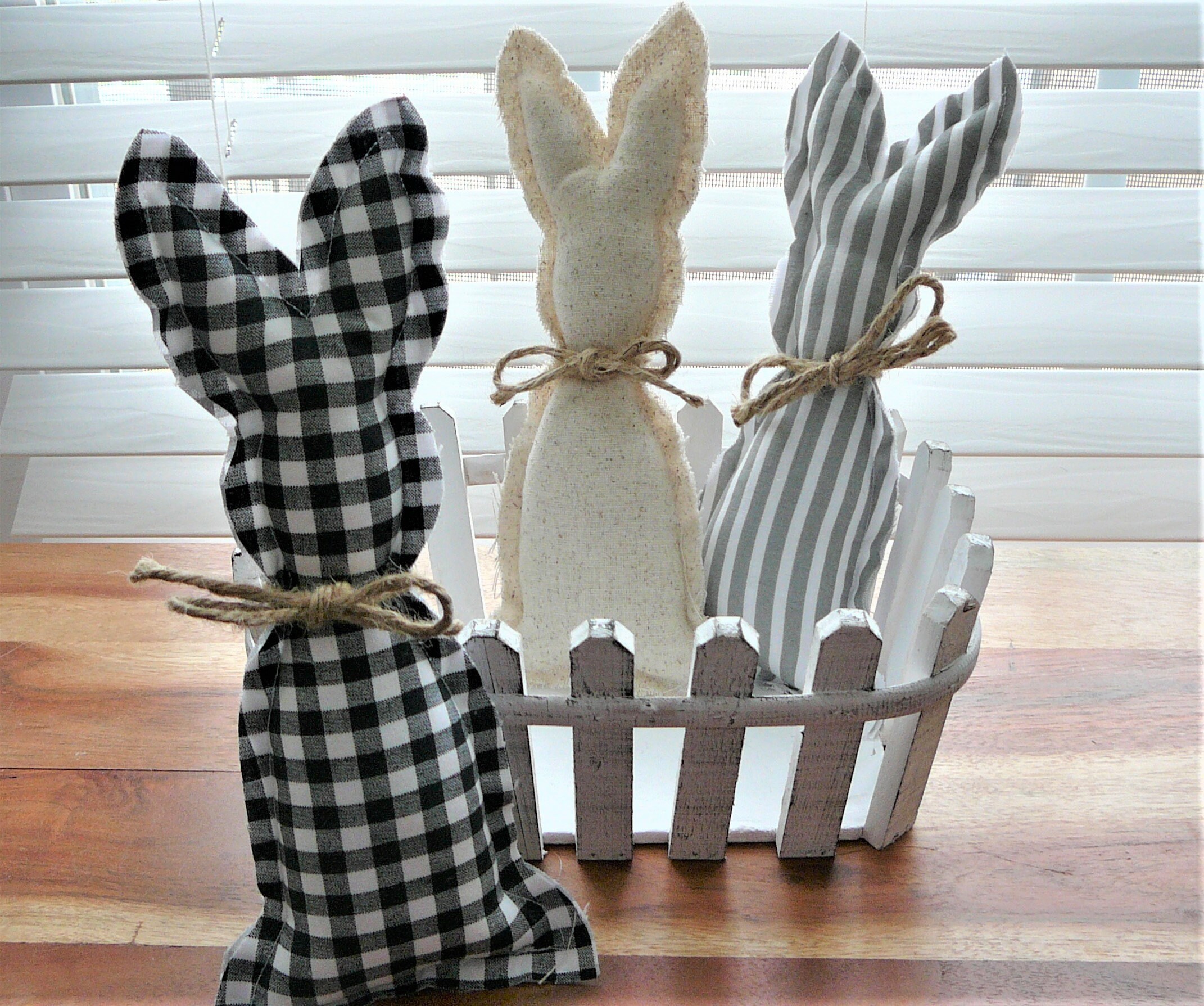 Fabric bunnies Easter bunnies Rustic bunnies Tiered tray | Etsy