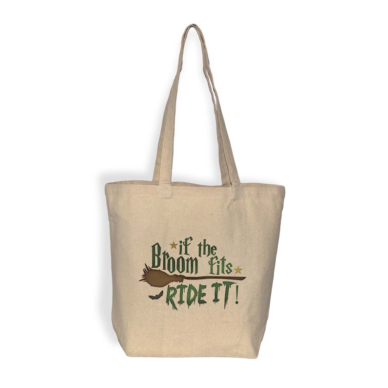 Water Based Inks If The Broom Fits Ride It Funny Halloween Tote Bag Carry All