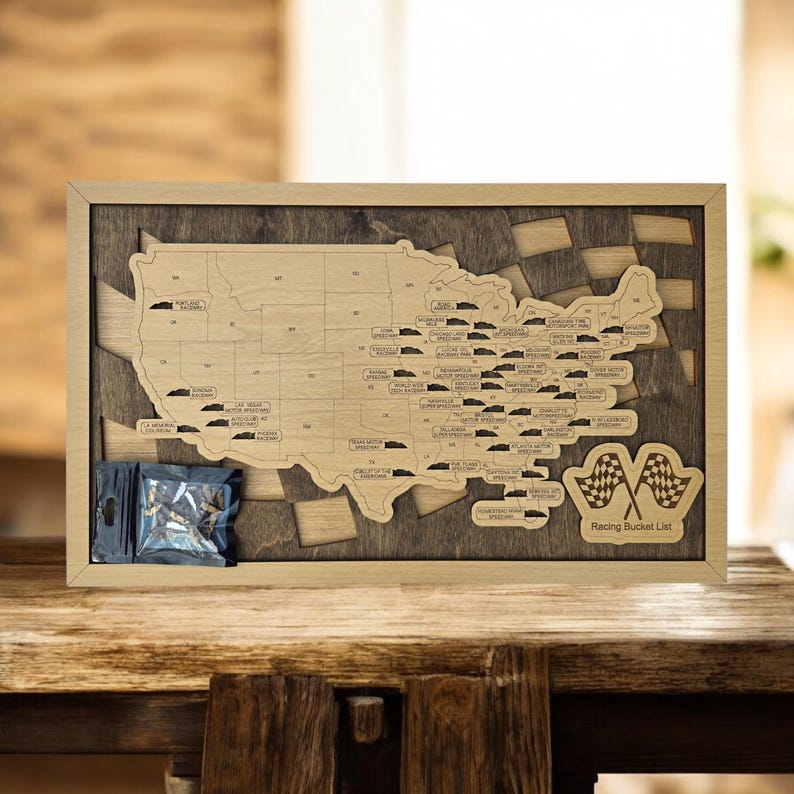 Vintage Racing Maps RACING Racetrack Interactive Travel Map Bucket List - Etsy
