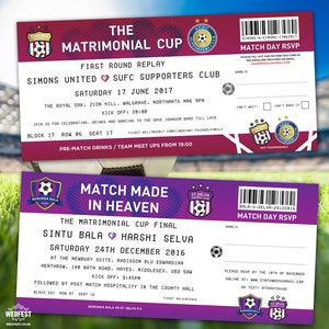Football / Soccer Ticket Wedding Invitations  (Sample pack) Football Party Wedding Invites