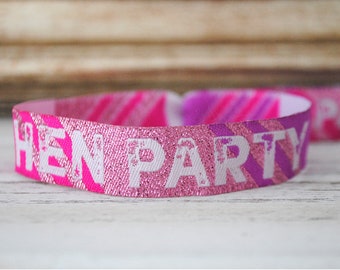 Hen Party Wristbands Bracelets in Rose Gold, Pink & Purple ~ Festival Hen Do Ideas ~ hen party favours accessories ~ Hen Fest Henchella