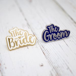 Bride & Groom Wedding Enamel Lapel Pins Gift Set - Wedding Gifts - Bride and Groom Gifts - Bride to be - Groom to be