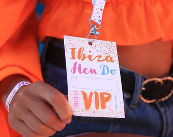 Ibiza Hen Party VIP Pass Lanyards ~ Hen Party VIP Cards ~ Ibiza Hen Party Accessories ~ Festival Bride Hen Party Favours