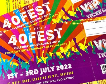 40FEST 40th Birthday Party Invite Festival  Tickets | Personalised Festival Invitation | 21 Fest, 30 FEST, 40 FEST, 50 FEST