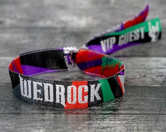 WEDROCK Rock n Roll Wedding Festival Pulseras / Festival Wedding Wristbands / Rock N Roll Novia favorecidos / WEDFEST / WEDSTOCK