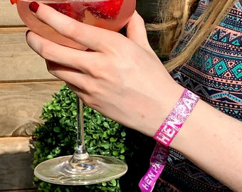Hen Party Wristbands (Rose Gold, Pink & Purple) Hen Do accessories ~ hens party wristband bracelets