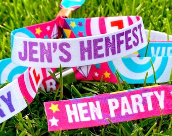 Personalised HENFEST ® Hen Party Wristbands - Customised Hen Do Party Festival Wristbands - Custom HEN FEST ® Wristbands