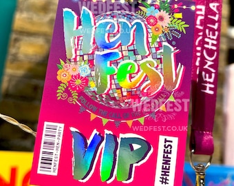 HENFEST® Disco Bride Hen Party VIP Lanyard Passes ~ Hen Fest Party Accessories ~ Bride Hen Party Favours ~ Last Disco ~ Disco Ball Hen Party