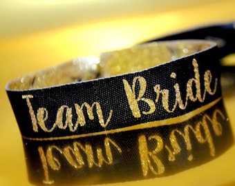 Team Bride Black & Gold Bachelorette Hen Party Wristband Favours  - Hen Party - Wristbands - Bachelorette Party - Hen Party Favours
