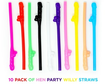 10 Pack Straws MULTICOLOURED Hen Party ~ Novelty Hen Party Straws ~ Party Straws Accessories, Drinking Straws…