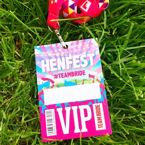 HENFEST ® Hen Party VIP Lanyard Passes ~ Hen Party VIP Cards ~ Hen Fest Party Accessories ~ Festival Bride Hen Party Favours