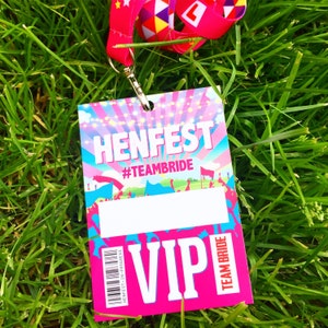 HENFEST ® Vrijgezellenfeest VIP Lanyard-passen ~ Vrijgezellenfeest VIP-kaarten ~ Vrijgezellenfeest Feestaccessoires ~ Festival Bruid Vrijgezellenfeest Gunsten