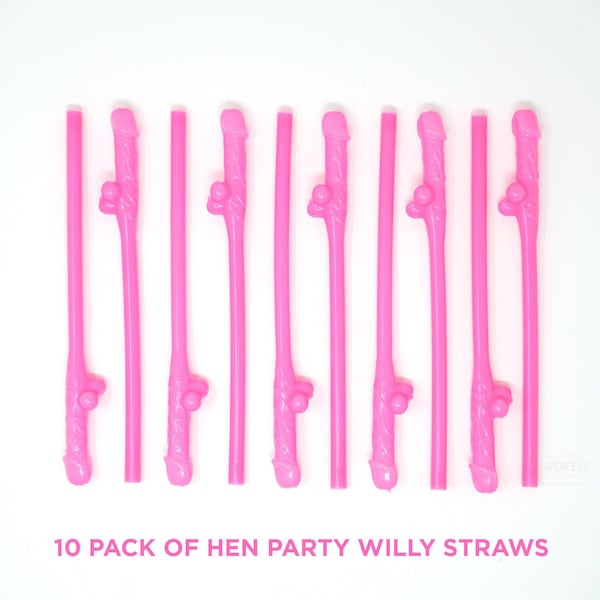 10 pack PINK Hen Party ~ Novelty Hen Party Straws ~ Party Straws Accessories, Drinking Straws…