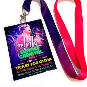 Pink Tour 2024 Personalised VIP Lanyard Ticket Pink Summer Carnival 2024 Concert Gifting Ticket Memorabilia Christmas Surprise Gift image 1