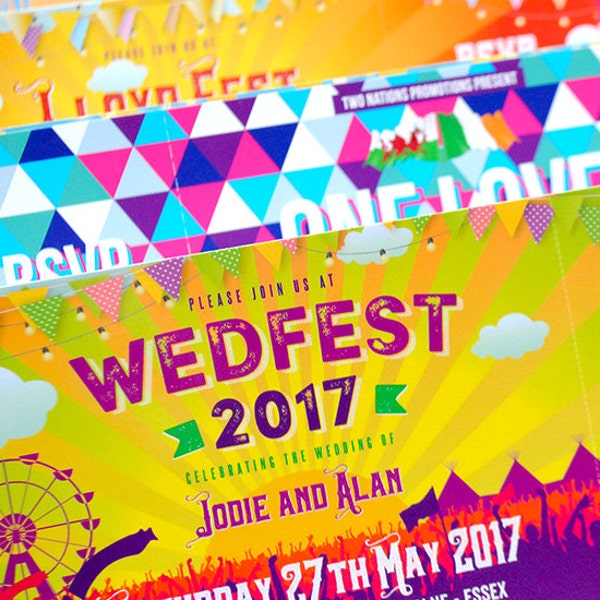 Wedfest Festival Wedding Invites (sample pack)  | Music Festival Wedding | Rock n Roll Wedding Invites | Wedfest