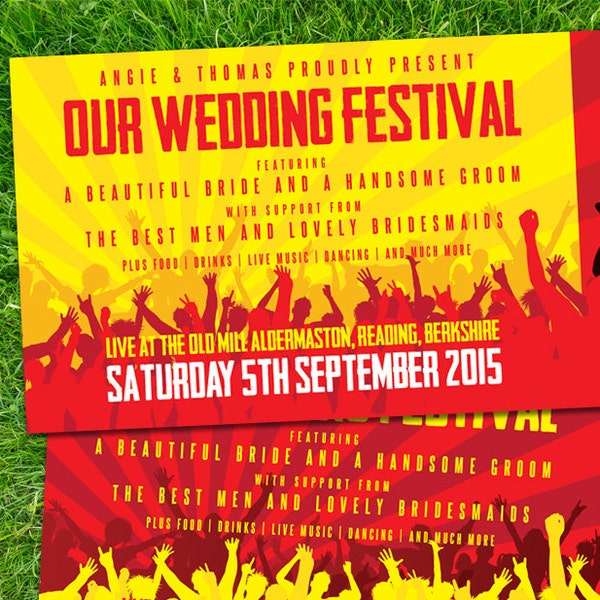 Festival Tickets Wedding Invitations (sample pack) | Concert Ticket Invites | Festival Bride | Music Wedding | Rock N Roll Brides | wedfest