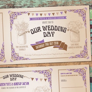 Shabby Chic Invitations de mariage vintage Festival Wedding Rock n Roll Wedding Invites Wedfest image 1