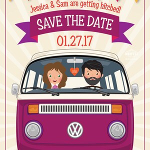 VW Campervan Hipster Wedding Save the Date Cards Retro Festival Wedding Rock n Roll Wedding save the date image 2