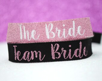 TEAM BRIDE 'Rose Gold' Hen Party Wristbands - Hen Party Accessories - Bracelet favours - Hen Do - Bachelorette Party Wristband