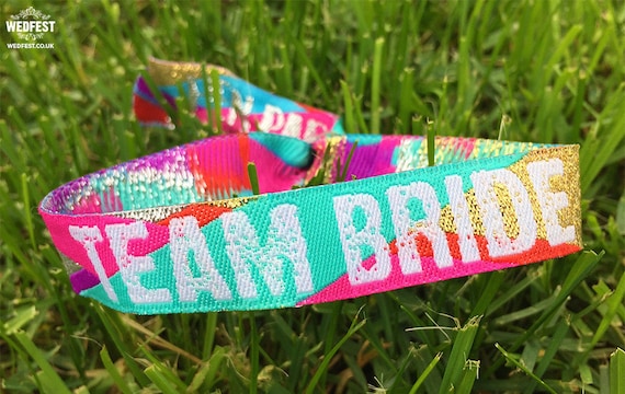 Team Bride (Multi-Coloured) Hen Party Wristbands - Bride Tribe - Festival Hen Fest Do Wristbands - Bachelorette Party Favours