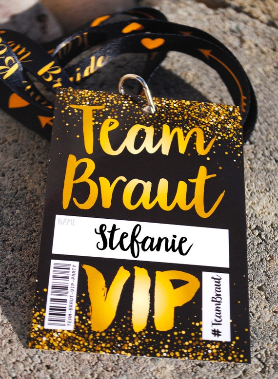 Team Braut (GERMAN) VIP Pass Hen Party Lanyards ~ Team Braut VIP Pass-Junggesellinnen-Abzugsleine - Team Braut Junggesellinnenabschied