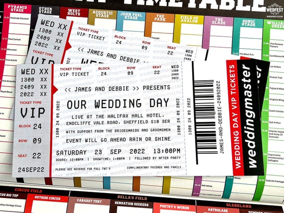 Ticket Gig Concert Ticket Wedding Invites (Sample Pack) Festival Concert Ticket wedding invitation |  | rock n roll bride invites
