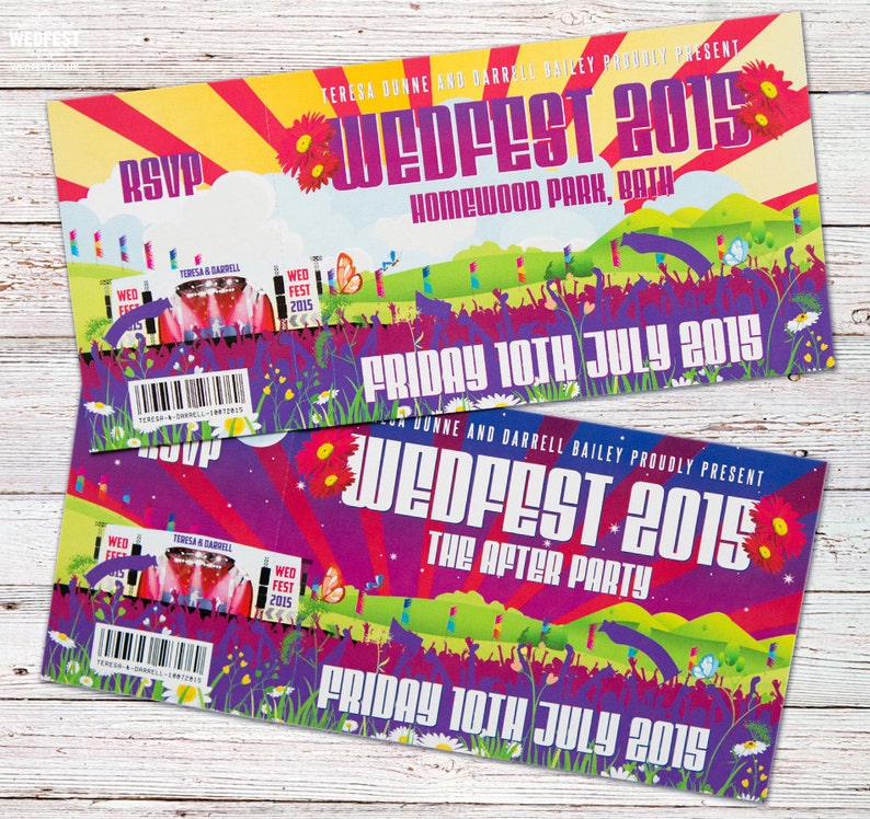 Concert Gig Ticket Wedding Invitation Festival / Concert Etsy