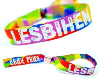 LESBIHEN Bride Pride Lesbian Gay Hen Party Rainbow Festival Wristband Favours ~ LGBT Accessories