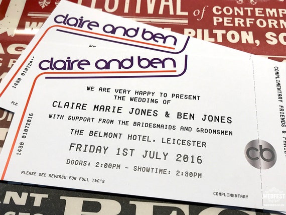 Gig Concert Ticket Wedding Invites (sample pack) Concert Ticket wedding invitation | ticketmaster invitation | rock n roll bride invites