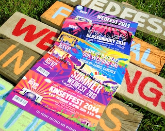 Festival invitaciones de boda y papelería de la boda / festival de música boda / Rock n Roll boda invitaciones / Wedfest