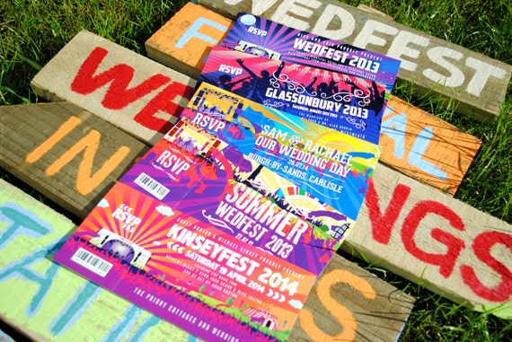 Festival Wedding Invitations and Wedding Stationery | Music Festival Wedding | Rock n Roll Wedding Invites | Wedfest