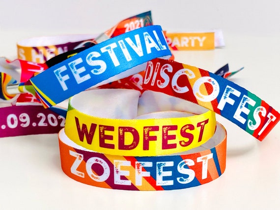 Custom Personalised Festival Wristbands - Customised Hen, Stag, Wedding, Birthday Party Wristbands - Custom Wristbands