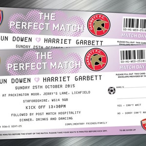 Football Ticket Wedding Invitations  (Sample pack) Football Party Invites / birthday party Invites