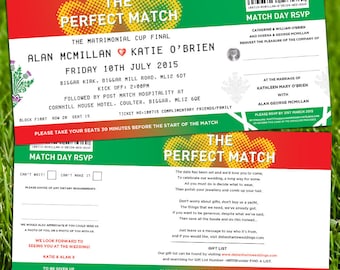 Football Match Ticket Invitations de mariage / Soccer Wedding Invites (Pack échantillon) Invitations partie de football