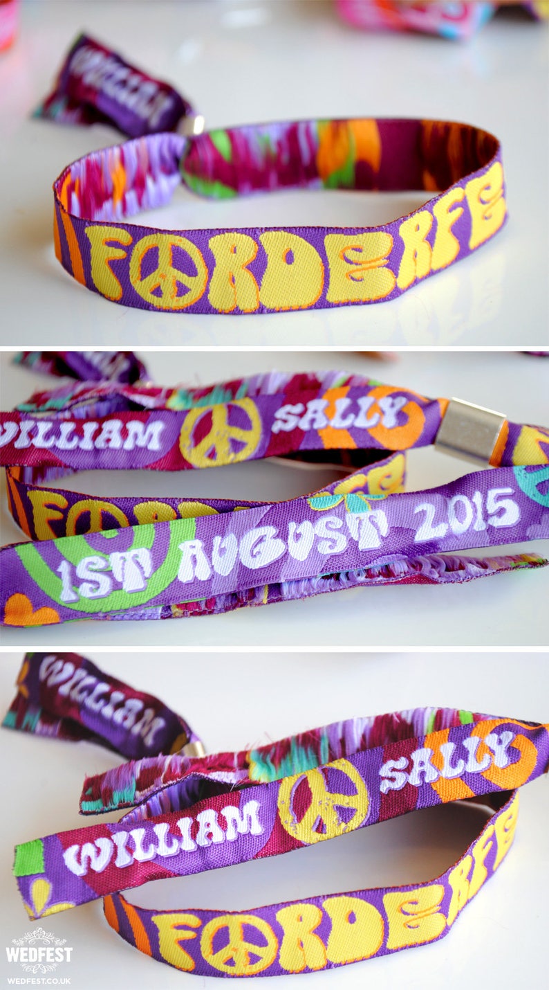 Festival Wedding Fabric Wristbands x 100 pcs Etsy