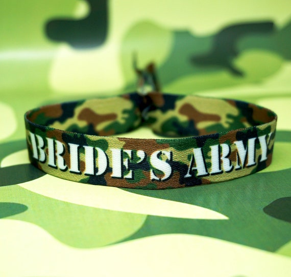 Bride's Army Theme Camouflage Hen Party Wristbands, festival Wristband hen party favours, Bachelorette Party Accessories