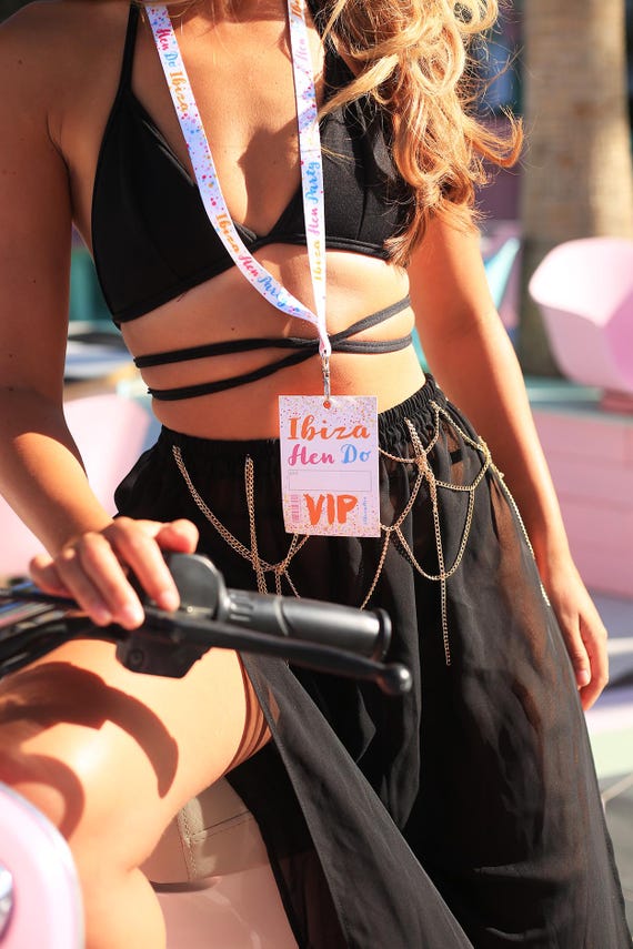 Ibiza Hen Party VIP Lanyards ~ Hen Party Lanyard ~ Ibiza Hen Party Accessories ~ Festival Bride Hen Party Favours