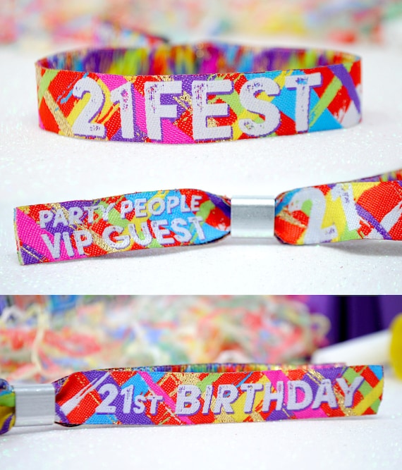 21st Birthday Party Wristbands Festival Style  - 21FEST - birthday party bag wristbands - 21st party favours accessories