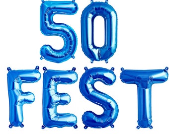 50FEST 16" 50th Birthday Party Foil Balloons - 50th Birthday Balloons - 50 FEST BALLOONS