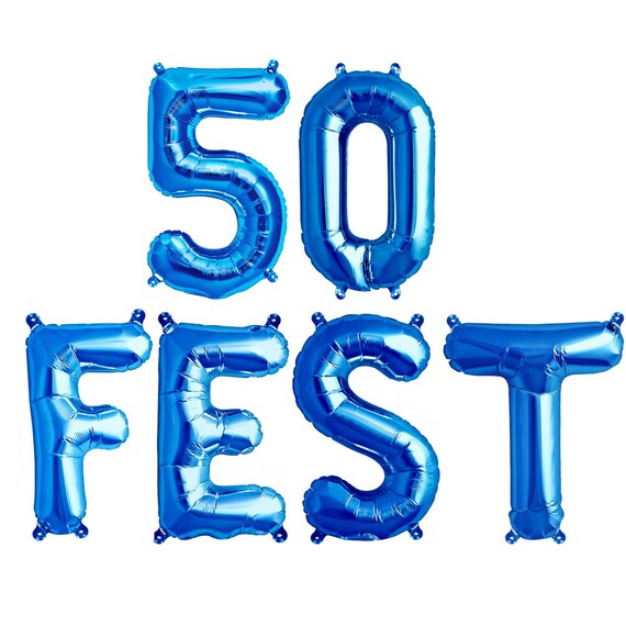 50FEST 16" 50th Birthday Party Foil Balloons - 50th Birthday Balloons - 50 FEST BALLOONS