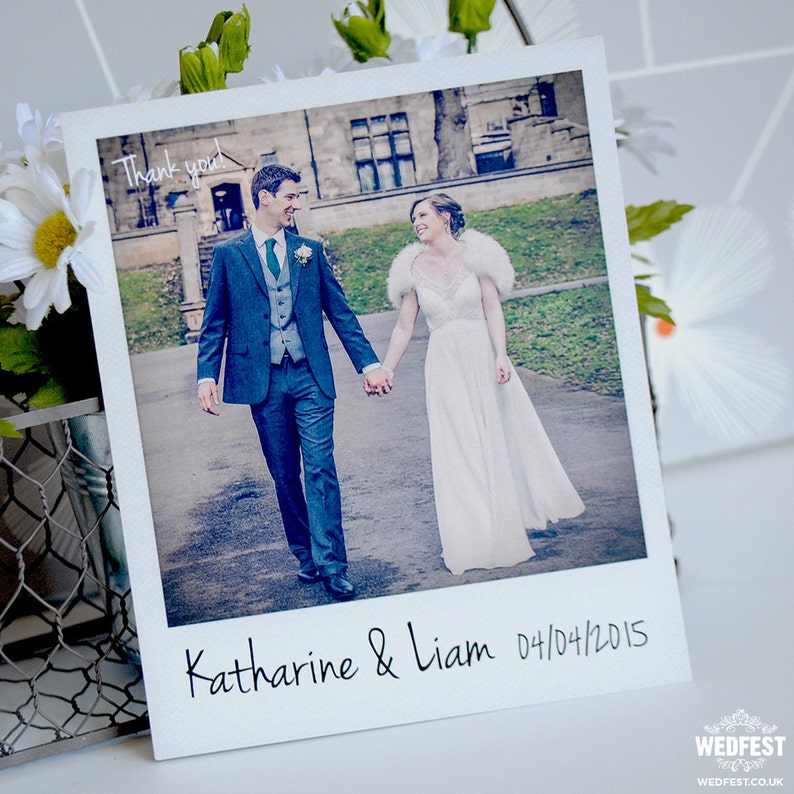 Personalised Instant Photo Wedding Thank You Cards x 50pcs