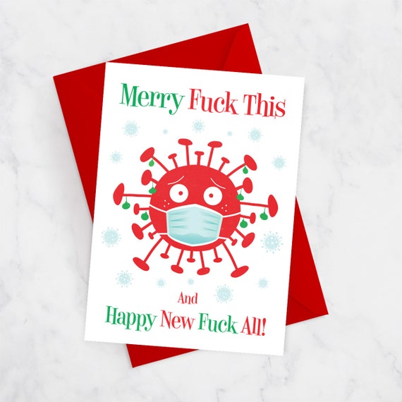 Merry Fuck This Coronavirus Covid themed Christmas Card, Pandemic Lockdown Quarantine Christmas Card, Funny Christmas Cards